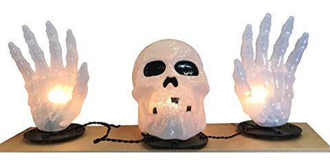Light up Skull and Skeletal Hands Ground Breaker Decoration Indoor/Outdoor - White Light