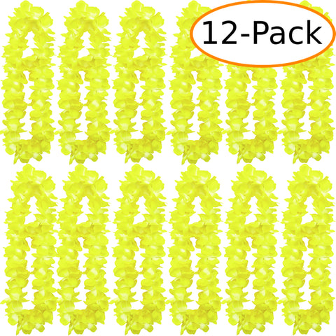 Two-Tone Lush 48" Hawaiian Leis (12-Pack) - Yellow