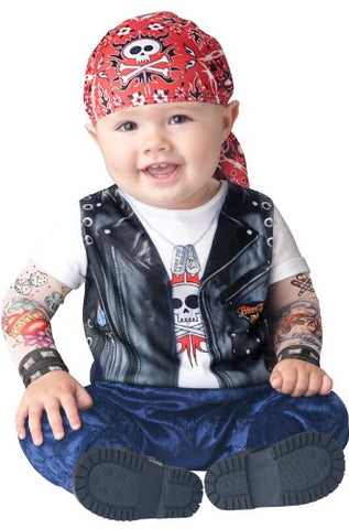 InCharacter Baby Boy's Born To Be Wild Biker Costume, Black/Red, Medium by Fun World