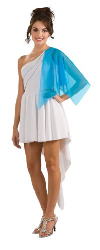 Rubie's Aphrodite Dress With Shoulder Drape, White/Blue, Standard
