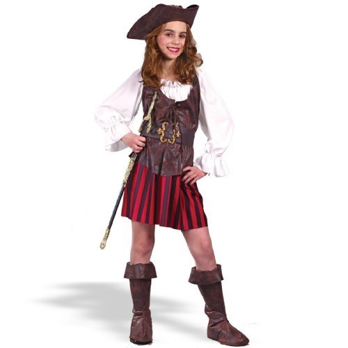 Fun World High Seas Buccaneer Costume, Medium 8-10, Brown