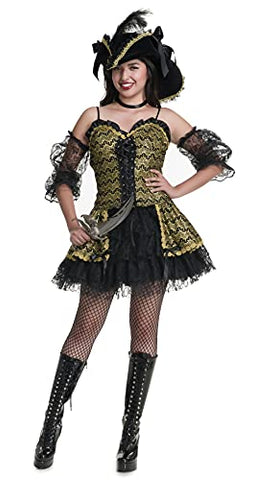 Charades Women's Black Pearl Beauty Pirate Costume, Small