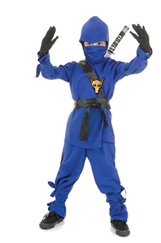 Blue Wolf Ninja Kids Costume, Blue/Black, Large