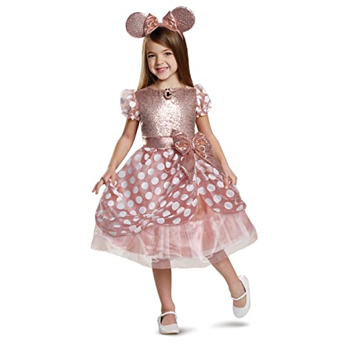 Disguise Disney Rose Gold Minnie Deluxe Girls' Costume, X-Small (3T-4T)