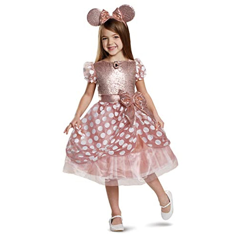 Disguise Disney Rose Gold Minnie Deluxe Girls' Costume, X-Small (3T-4T)