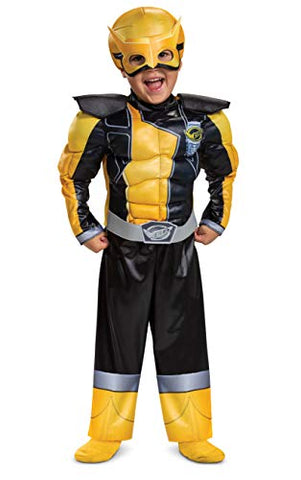 Gold Ranger Outfit for Toddlers, Beast Morphers Power Ranger Costume, Muscle Padded Character Jumpsuit, Toddler Size Small (2T), 104759S