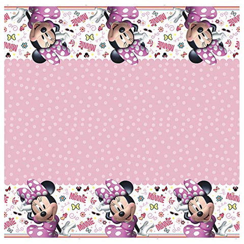 Unique Disney Iconic Minnie Mouse Rectangular Plastic Party Table Cover, 54" x 84", 1Ct, Multicolor (79233)