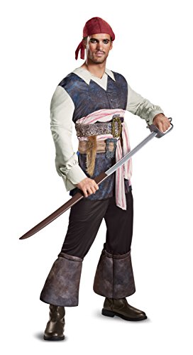 Disguise Men's Potc5 Captain Jack Sparrow Classic Adult Sized Costume, Brown, Medium US