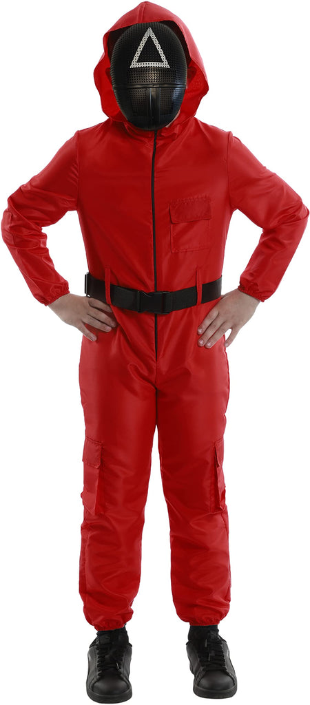 Deadly Kid Game Triangle Supervisor Red Uniform Child's Costume Medium 5-6