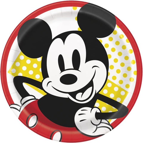 Unique Disney Mickey Mouse Round Dinner Paper Plates 9", 8 Pcs