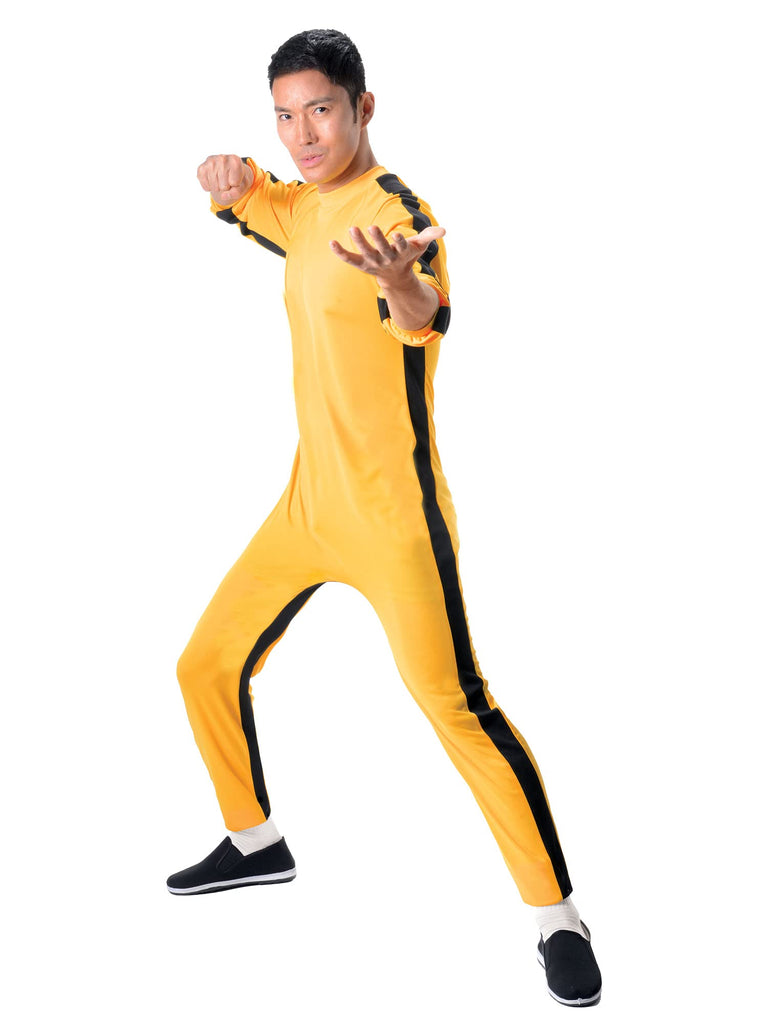 BRUCE LEE Officially Licensed Yellow Kung Fu Jumpsuit Costume - Bruce Lee Official Costume, Mens Halloween Costume, Includes Jumpsuit - Yellow, Fits Size L/XL