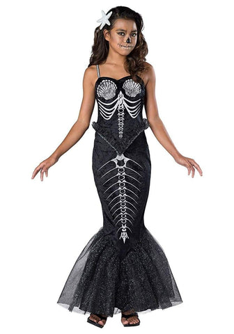 Girl's Skeleton Mermaid Costume - Large