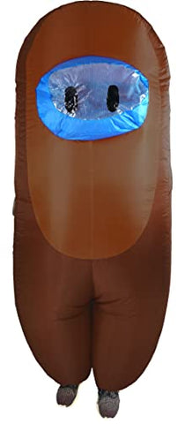 Brown Amongst Us Sus Imposter Killer Inflatable Astronaut Costume Kid's Standard