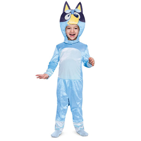 Bluey Costume for Kids, Official Bluey Character Outfit with Jumpsuit and Headpiece, Toddler Size Small (2T)