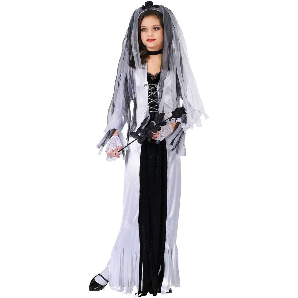 Skeleton Bride Girl Kids Halloween Costume Large