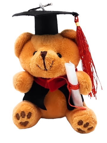 4.5" Clip on Graduation Brown Bear - Black Mortar