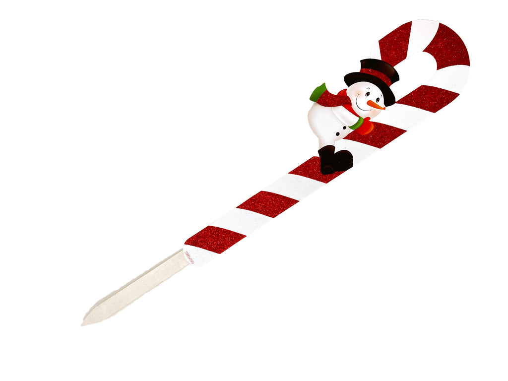 Snowman Candy Cane Christmas Yard Stake