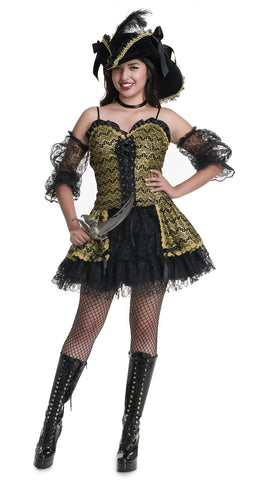 Charades Women's Black Pearl Beauty Pirate Costume, Large