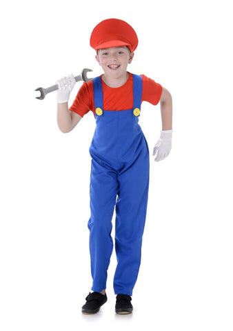 Red Plumber Video Game Guy Child's Costume Medium 5-6