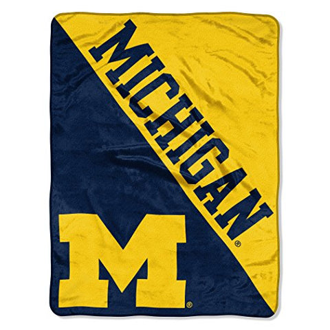 The Northwest Company Michigan Wolverines "Halftone" Micro Raschel Throw Blanket, 46" x 60" , Blue
