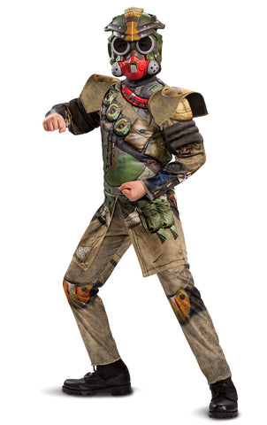 Apex Legends Bloodhound Costume, Video Game Inspired Muscle Padded Jumpsuit and Mask, Child Size Medium (7-8)