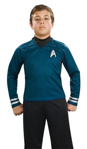 Star Trek Movie Child's Deluxe Blue Shirt Costume with Dickie, Pants with Attached Boot Tops and Emblem Pin, Medium