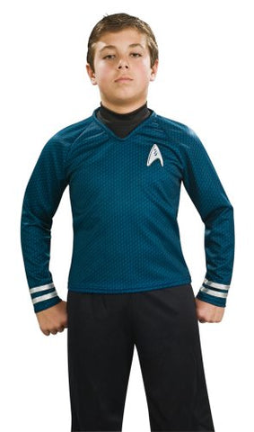 Star Trek Movie Child's Deluxe Blue Shirt Costume with Dickie, Pants with Attached Boot Tops and Emblem Pin, Medium