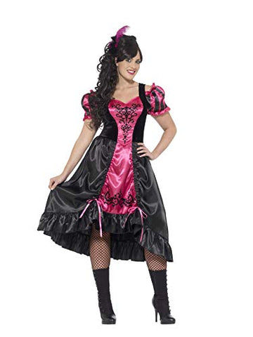 Smiffys womens Curves Sassy Saloon Costume, Pink, XXL - US Size 22-24