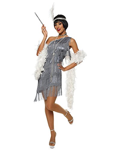 Dazzling Gun Metal Flapper Adult Costume large