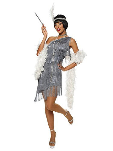 Dazzling Gun Metal Flapper Adult Costume large