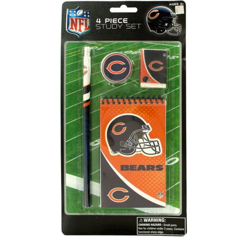 NFL Chicago Bears 4pk Study kit on Blister Card - Pencil, Pencil Sharpener, Eraser, Memo Pads